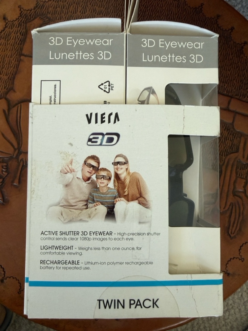 Panasonic Viera 3D Active Shutter 3D Glasses TY-EW3D3MU Two Pack. No Chargers.